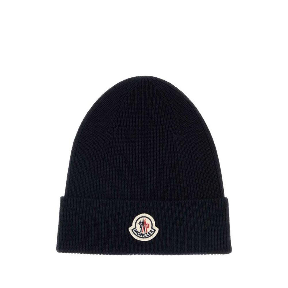 Moncler Men Midnight Blue Wool Beanie Hat